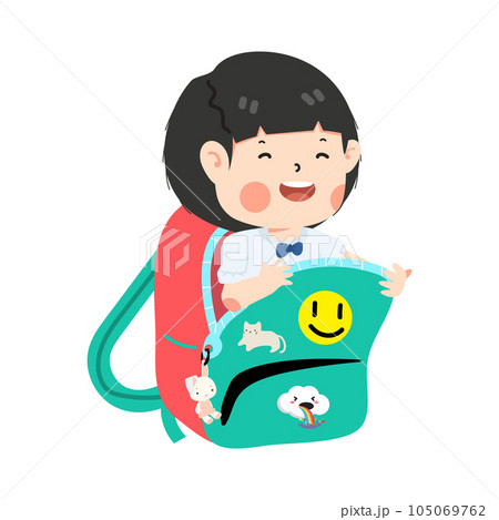 Cute girl student in a bag Cute girl student in a bag 105069762