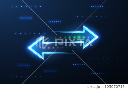 Transfer. Two left right arrows. Data receive, Digital money send, Currency exchange sign. Web trade symbol. File backup, logistic move, big change logo. 105070715