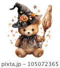 watercolor cute halloween cat, cat witch 105072365