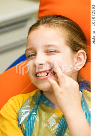 Girl on dental appointment. Regular check up teeth Girl on dental appointment. Regular check up teeth 105072993