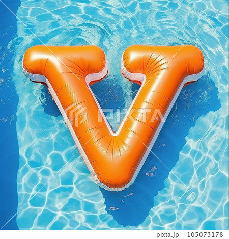 Colorful Orange Air Mattress in the Shape of the Letter V 105073178
