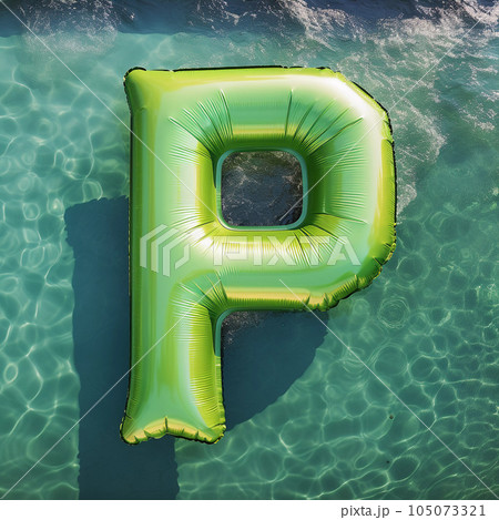 Colorful Green Air Mattress in the Shape of the Letter P 105073321