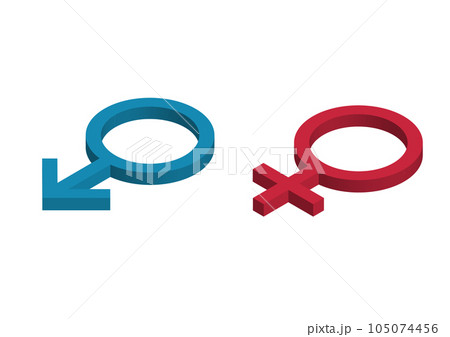 男女平等の性別アイコン。アイソメトリック素材 男女平等の性別アイコン。アイソメトリック素材 105074456