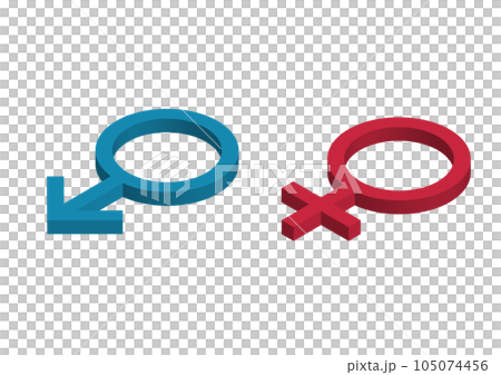 男女平等の性別アイコン。アイソメトリック素材 男女平等の性別アイコン。アイソメトリック素材 105074456