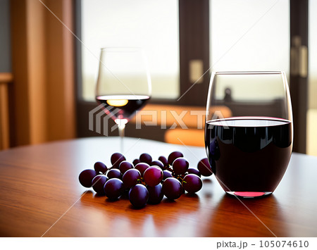 Realistic grapes wine cozy detailed warm lighting. 105074610
