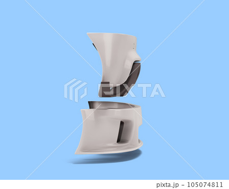 Sport car custom upgrade kit set of details for body bumpers  left view 3d render on blue 105074811