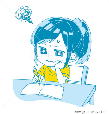 勉強に苦戦する女の子 105075188