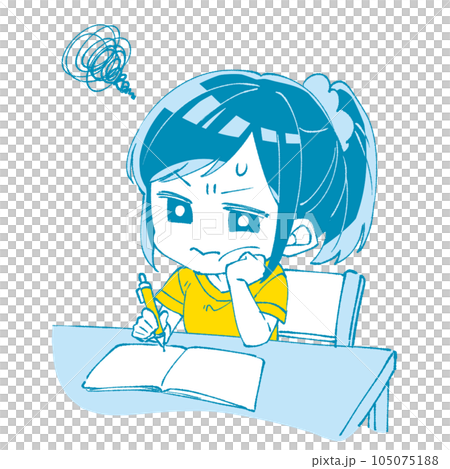 勉強に苦戦する女の子 105075188