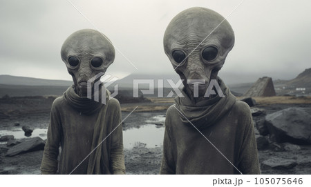 Serious and enigmatic aliens with intense gazes...のイラスト素材 [105075646 ...