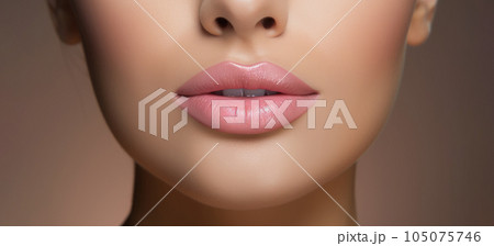 lip fillers, highlighting the transformation of lips into a plumper and more youthful state. AI generated 105075746