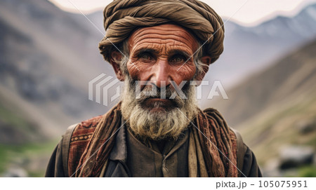 A dignified Afghan man with weathered features,...のイラスト素材 [105075951 ...