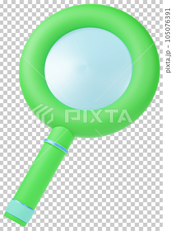3d render of green magnifying glass isolated on white 3d render of green magnifying glass isolated on white 105076391