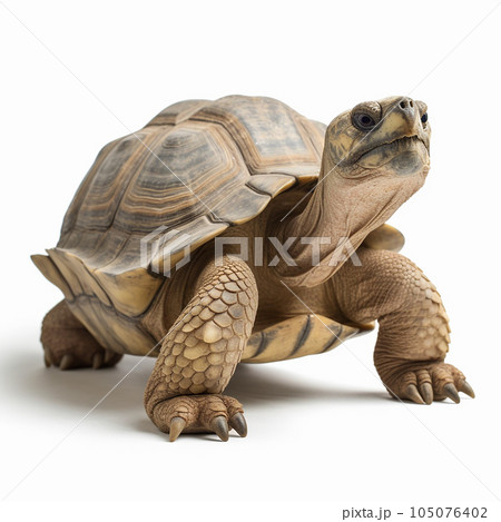 Elephant tortoise, very large tortoise isolated on white close-up Elephant tortoise, very large tortoise isolated on white close-up 105076402
