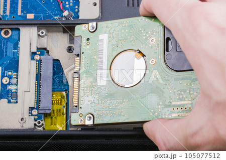 broken laptop, motherboard failure, hard drive, hardware problems, backup of information broken laptop, motherboard failure, hard drive, hardware problems, backup of information 105077512
