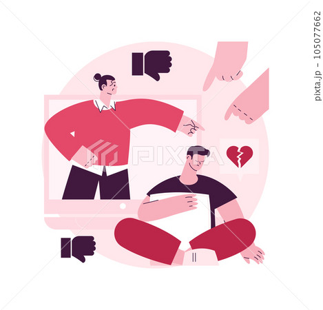 Internet criticism abstract concept vector illustration. Social media behavior, hate speech, comments and share, negative opinion, troll message, fake profile, anonymous abstract metaphor. 105077662