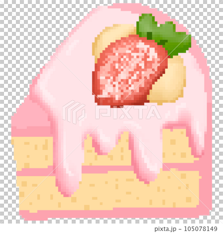 Cute strawberry layer cake in pixel art 105078149
