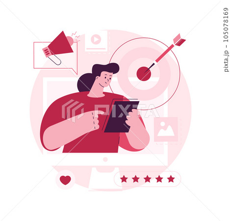 Content marketing abstract concept vector illustration. SEO optimization tool, keyword optimization, SMM strategy, digital marketing, user engagement and interaction, sharing post abstract metaphor. 105078169
