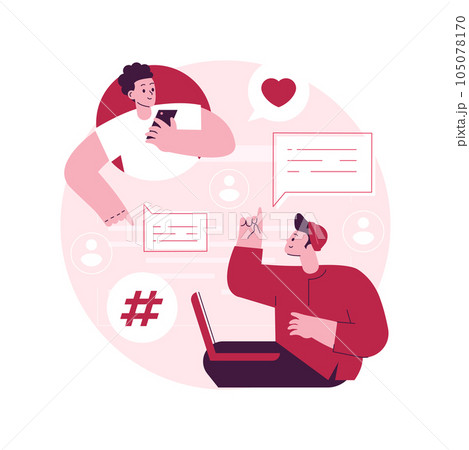 Microblog platform abstract concept vector illustration. Microblogging marketing service, social media content, quick audience interactions, instant messaging, content production abstract metaphor. 105078170