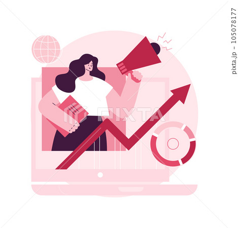 Digital marketing strategy abstract concept vector illustration. Brand insight, social media content campaign, measurement tools, achieve company goals, online marketing channels abstract metaphor. 105078177