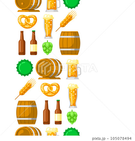 Pattern with beer objects. Beer festival or Oktoberfest. 105078494
