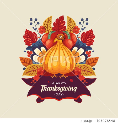 Happy Thanksgiving Day. Vector Illustration Happy Thanksgiving Day. Vector Illustration 105078548
