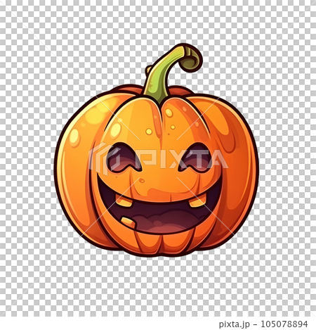 halloween cute cartoon pumpkin character smile isolated on white background generative AI. 105078894