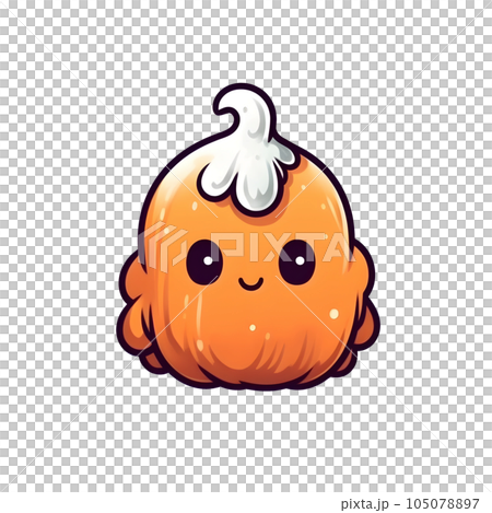 halloween cute cartoon pumpkin character smile isolated on white background generative AI. 105078897