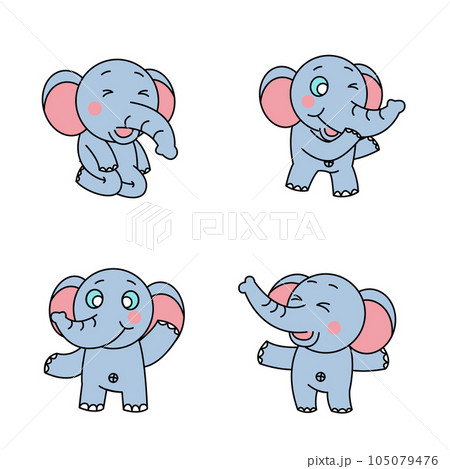 Cliparts of cartoon version of cute elephants 105079476