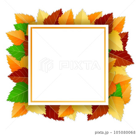 Autumn background with autumn bright leaves and square frame, paper white sheet on white background. Vector illustration. Template, layout, mockup for posters, brochures, invitations, certificates Autumn background with autumn bright leaves and square frame, paper white sheet on white background. Vector illustration. Template, layout, mockup for posters, brochures, invitations, certificates 105080068