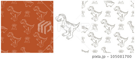 Dinosaurs of the Jurassic period. Coloring Set dinosaurs seamless pattern 105081700