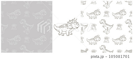 Dinosaurs of the Jurassic period. Coloring Set dinosaurs seamless pattern Dinosaurs of the Jurassic period. Coloring Set dinosaurs seamless pattern 105081701