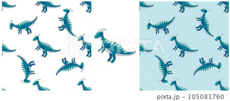 Dinosaurs of the Jurassic period. Hand drawn Set dinosaurs seamless pattern Dinosaurs of the Jurassic period. Hand drawn Set dinosaurs seamless pattern 105081760