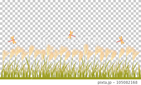 ススキと赤とんぼの秋をイメージしたイラスト　アスペクト比16：9バージョン 105082168