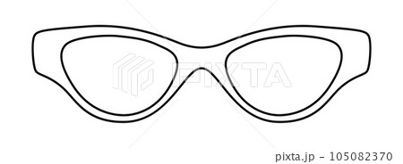 Pop Cat Eye frame glasses fashion accessory illustration. Sunglass front view for Men, women, unisex silhouette style Pop Cat Eye frame glasses fashion accessory illustration. Sunglass front view for Men, women, unisex silhouette style 105082370