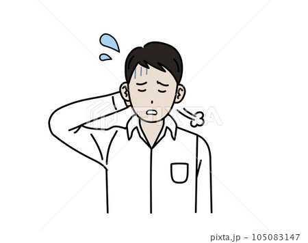 辛い表情をした若い男性のイラスト 辛い表情をした若い男性のイラスト 105083147