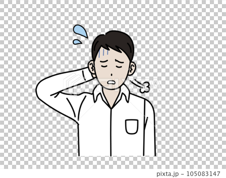 辛い表情をした若い男性のイラスト 辛い表情をした若い男性のイラスト 105083147