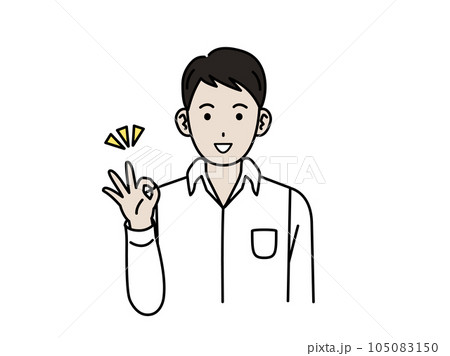 OKサインをする若い男性のイラスト OKサインをする若い男性のイラスト 105083150