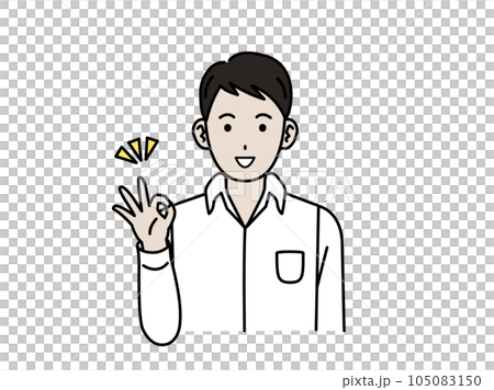 OKサインをする若い男性のイラスト OKサインをする若い男性のイラスト 105083150