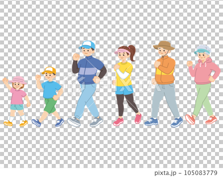 A family walking energetically A family enjoying walking 105083779