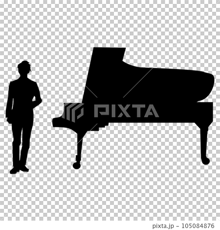 Illustration material vector of a man's silhouette before playing the piano 105084876