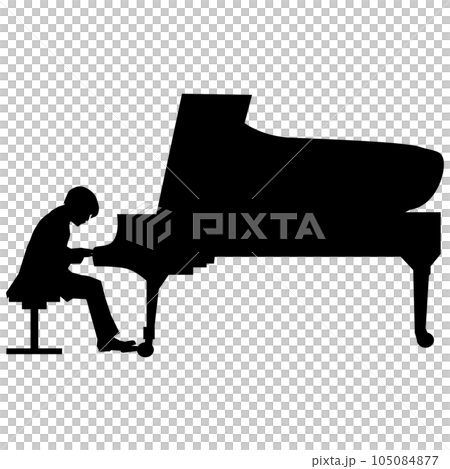 Illustration material vector of a man's silhouette playing the piano 105084877