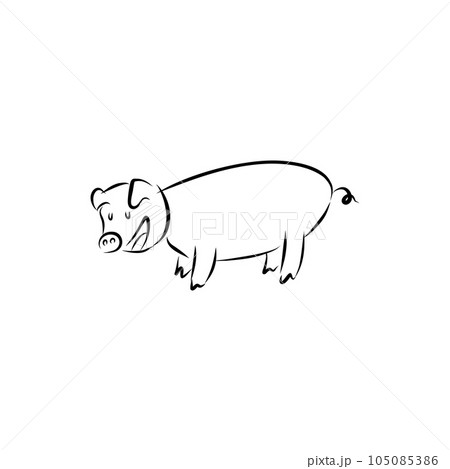 pig head icon in outline style pig head icon in outline style 105085386