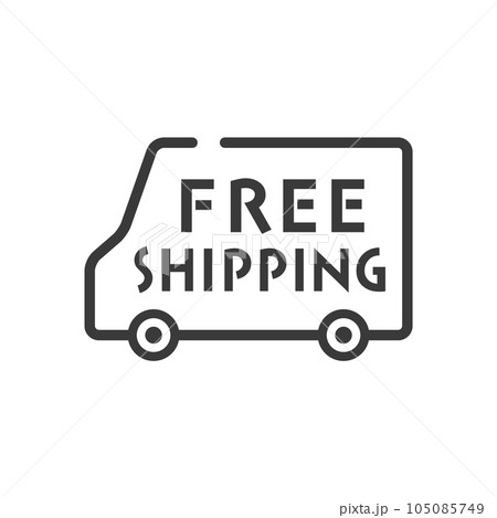 FREE SHIPPINGの文字とシンプルな宅配便の車の線アイコン - 送料無料のかわいいバナー素材 FREE SHIPPINGの文字とシンプルな宅配便の車の線アイコン - 送料無料のかわいいバナー素材 105085749