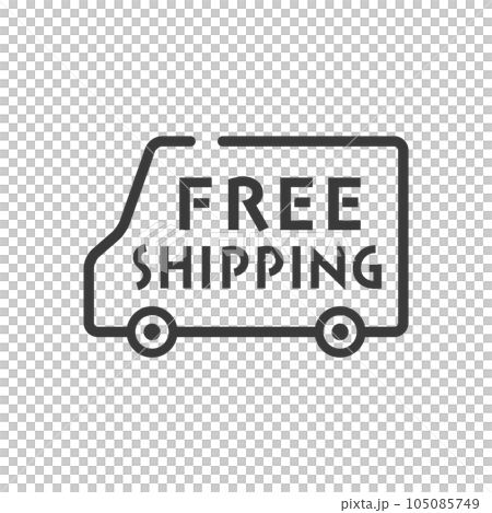 FREE SHIPPINGの文字とシンプルな宅配便の車の線アイコン - 送料無料のかわいいバナー素材 FREE SHIPPINGの文字とシンプルな宅配便の車の線アイコン - 送料無料のかわいいバナー素材 105085749