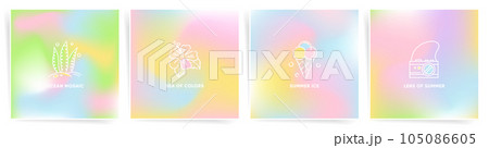 Gradient colorful backgrounds. Abstract modern colors gradation templates for summer posters, banners, social posts, square covers. Soft blur, Bright neon blend patterns, Dynamic iridescent graphic. 105086605