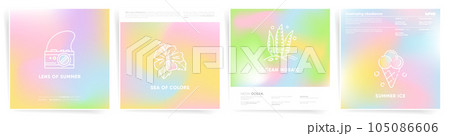 Gradient colorful background. Abstract fluorescent iridescent poster templates, social posts or modern covers. 105086606