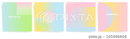 Gradient abstract backgrounds with geometric holographic iridescent shapes and blurred mesh color patterns.  105086608