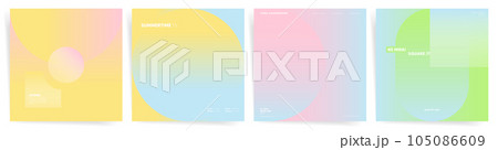 Gradient transparent backgrounds. Abstract modern colors gradation templates for summer posters, banners, social posts, square covers. Soft blur, Bright neon blend patterns, Dynamic graphic. 105086609