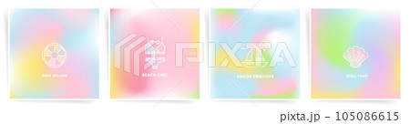 Gradient colorful backgrounds. Abstract modern colors gradation templates for summer posters, banners, social posts, square covers. Soft blur, Bright neon blend patterns, Dynamic iridescent graphic. 105086615
