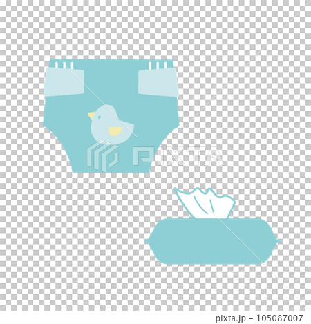 Paper diapers Cute illustrations of wipes 105087007